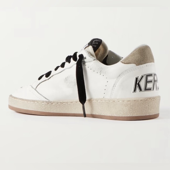 RARE! Golden Goose Ball Star distressed printed suede-trimmed leather sneakers - Picture 2 of 14